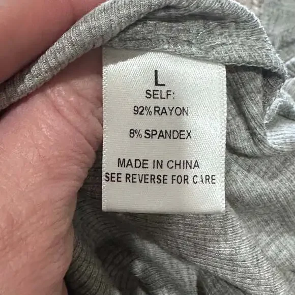 Kaileigh Estelle Square Neck Knit Long Sleeve Bodysuit Gray, Sz L - Picture 8 of 8